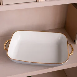 Best CERAMIC Bambu Rectangular Casserole Periwinkle & White SECONDS - NON R Bakers|Gifts Under $99