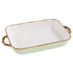 Online CERAMIC Bambu Rectangular Casserole Pistachio & White SECONDS - NON RE Bakers|Gifts Under $99