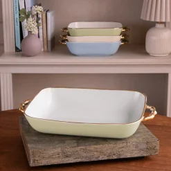 Online CERAMIC Bambu Rectangular Casserole Pistachio & White SECONDS - NON RE Bakers|Gifts Under $99