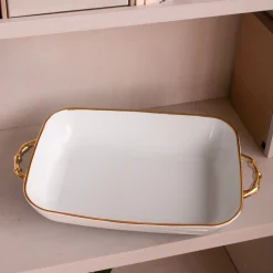 Online CERAMIC Bambu Rectangular Casserole Cream & White SECONDS - NON REFUND Bakers|Gifts Under $99