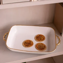 Online CERAMIC Bambu Rectangular Casserole Cream & White SECONDS - NON REFUND Bakers|Gifts Under $99