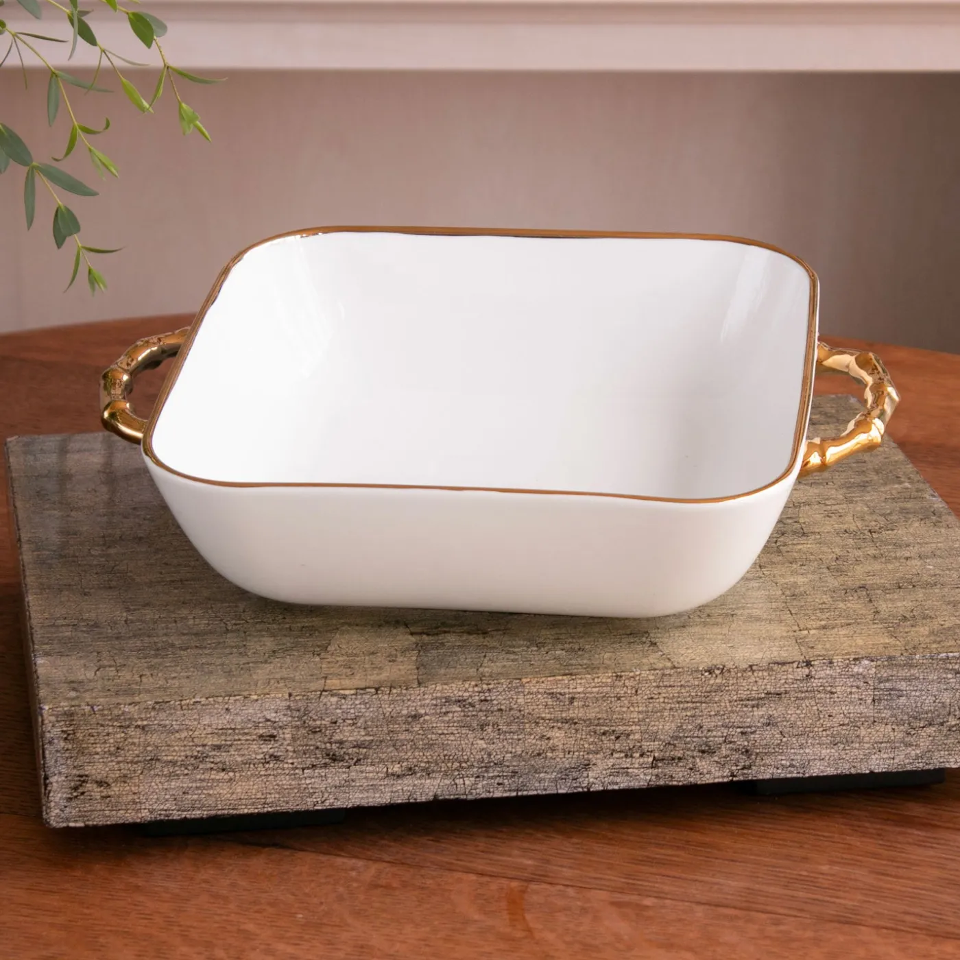 Discount CERAMIC Bambu Square Casserole Cream & White SECONDS - NON REFUNDABLE Bakers|Gifts Under $99