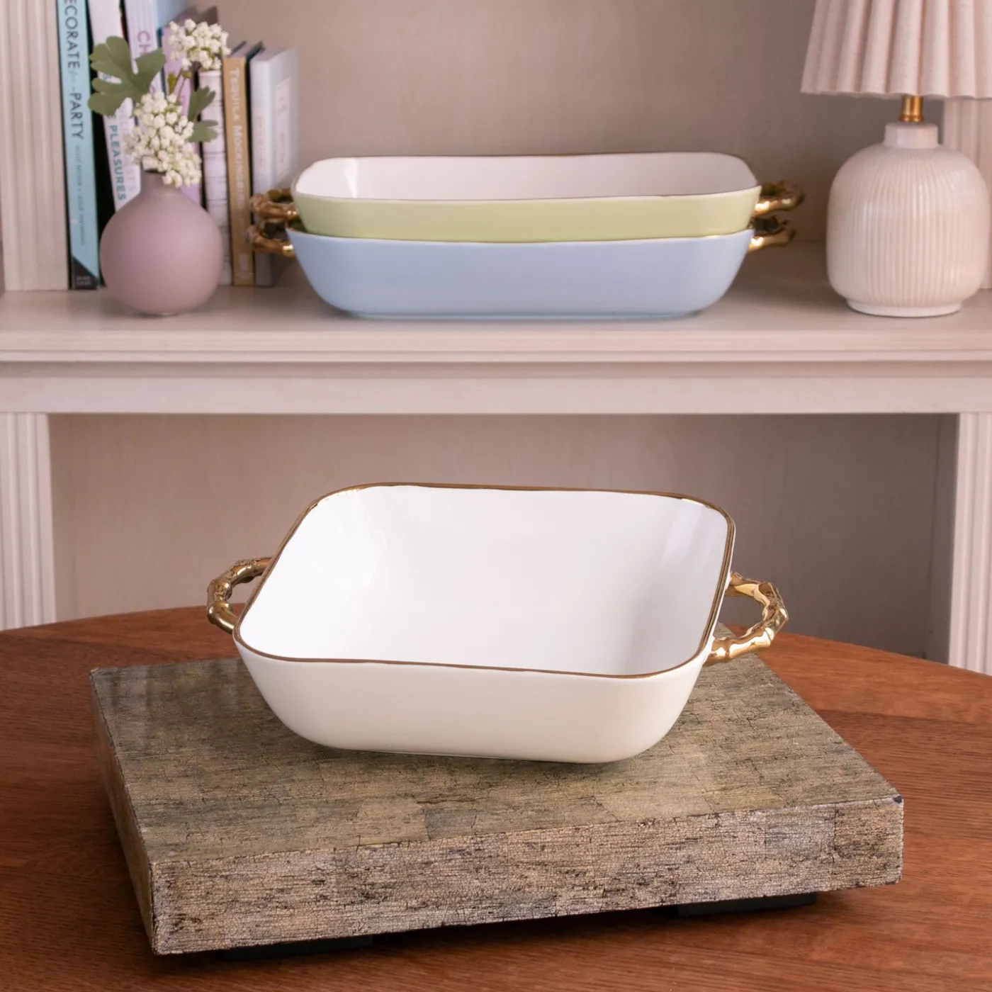 Discount CERAMIC Bambu Square Casserole Cream & White SECONDS - NON REFUNDABLE Bakers|Gifts Under $99