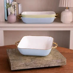 Online CERAMIC Bambu Square Casserole Periwinkle & White SECONDS - NON REFUND Bakers|Gifts Under $99