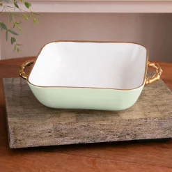 Discount CERAMIC Bambu Square Casserole Pistachio & White SECONDS - NON REFUNDA Bakers|Ceramic