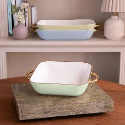 Discount CERAMIC Bambu Square Casserole Pistachio & White SECONDS - NON REFUNDA Bakers|Ceramic