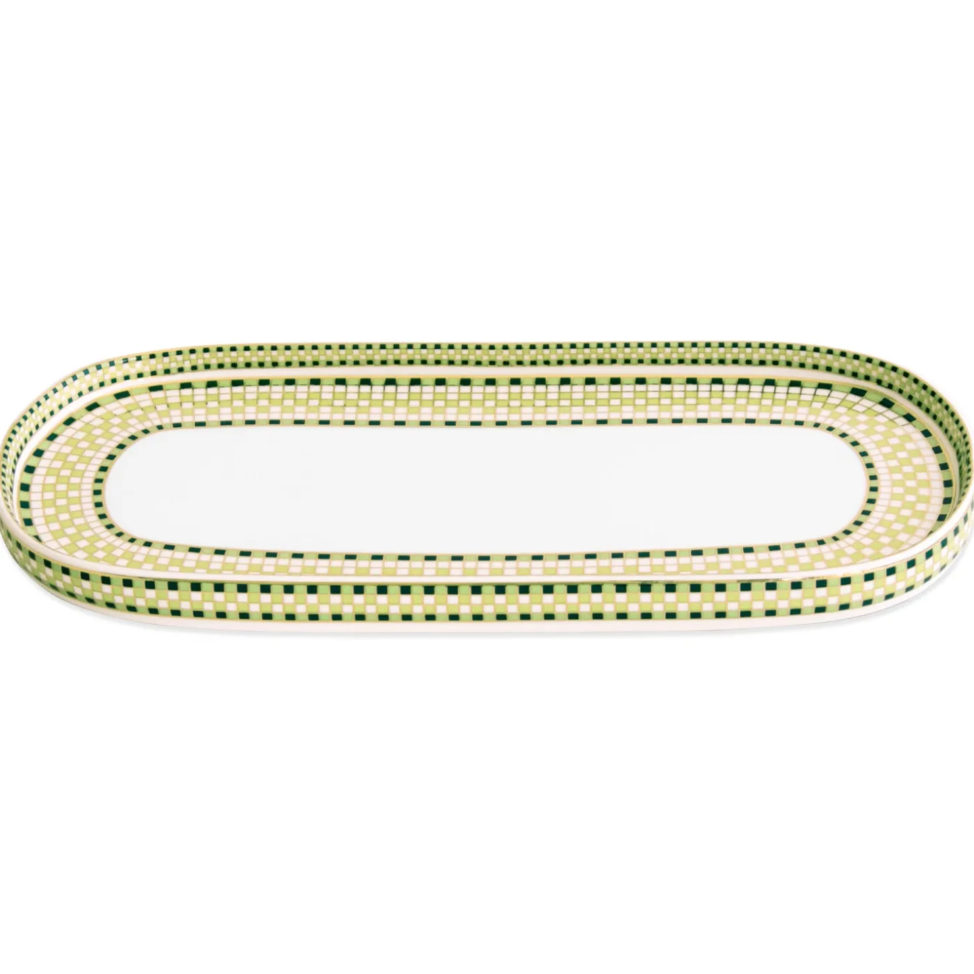 Clearance CERAMIC Ravenna Long Oval Platter Set of 2 Green & Gold Ravenna|Platters
