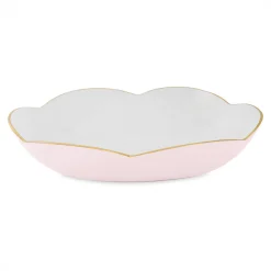 Best ENCANTO Amelia Extra Large Oval Bowl Camellia and White Bowls|Enameled Color Metal
