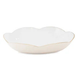 New ENCANTO Amelia Extra Large Oval Bowl Cream and White Holiday|Bowls