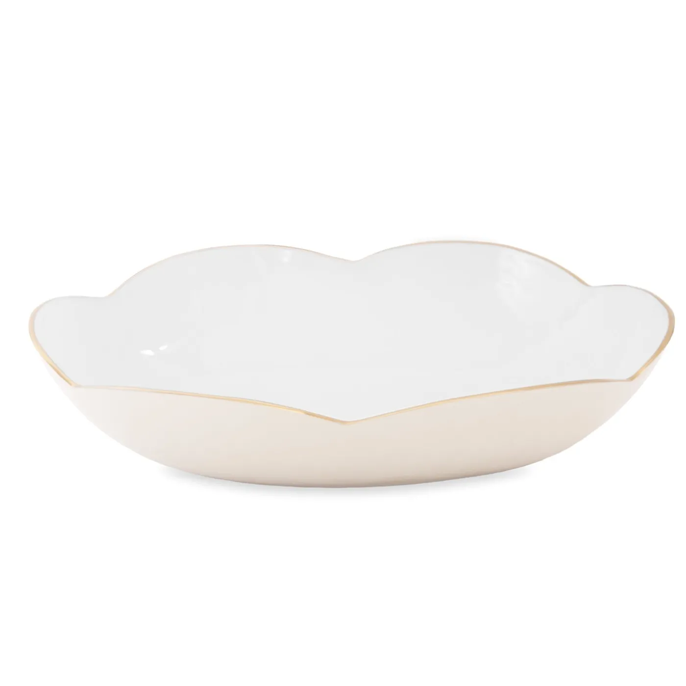 New ENCANTO Amelia Extra Large Oval Bowl Cream and White Holiday|Bowls