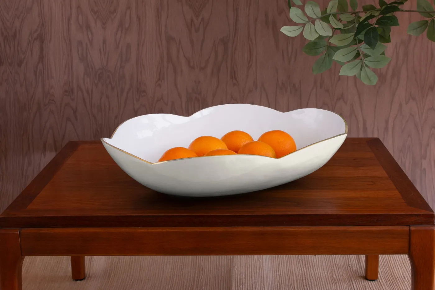 New ENCANTO Amelia Extra Large Oval Bowl Cream and White Holiday|Bowls