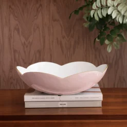 Clearance ENCANTO Amelia Large Bowl Camellia and White Bowls|Enameled Color Metal