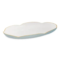 Clearance ENCANTO Amelia Oval Tray Slate and White Bowls|Enameled Color Metal