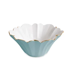 Outlet ENCANTO Avril Medium Bowl (Turquoise and White) Bowls|Enameled Color Metal