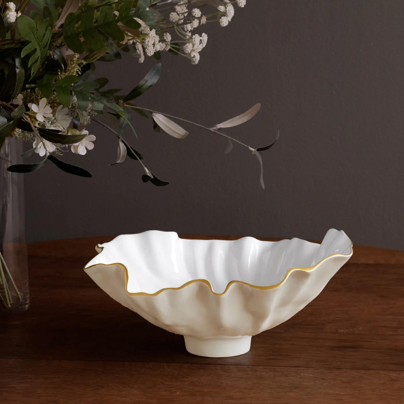 New ENCANTO Bloom Medium Bowl (Cream and White) Bowls|Enameled Color Metal