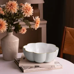 ENCANTO Calabaza Large Bowl (Dove and White) Bowls|Enameled Color Metal