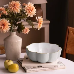 ENCANTO Calabaza Large Bowl (Dove and White) Bowls|Enameled Color Metal