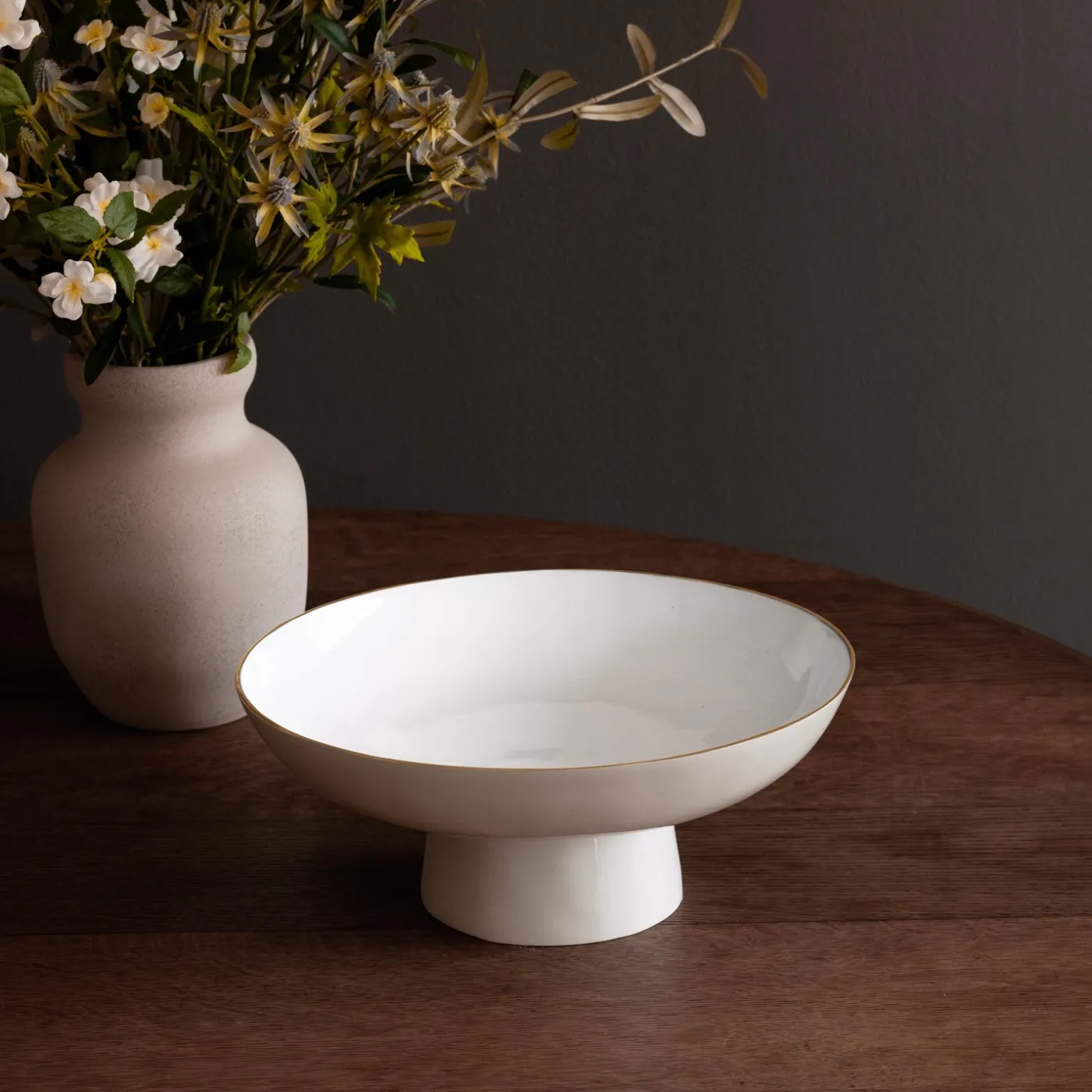 Online ENCANTO Carnaval Medium Pedestal (Cream and White) Pedestals|Enameled Color Metal