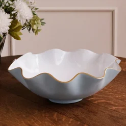 Online ENCANTO Carola Extra Large Bowl Slate & White Bowls|Enameled Color Metal