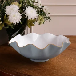Online ENCANTO Carola Extra Large Bowl Slate & White Bowls|Enameled Color Metal