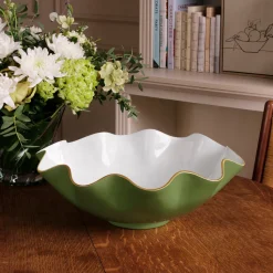 Outlet ENCANTO Carola Extra Large Bowl Leaf Green and White Holiday|Bowls