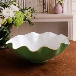 Outlet ENCANTO Carola Extra Large Bowl Leaf Green and White Holiday|Bowls