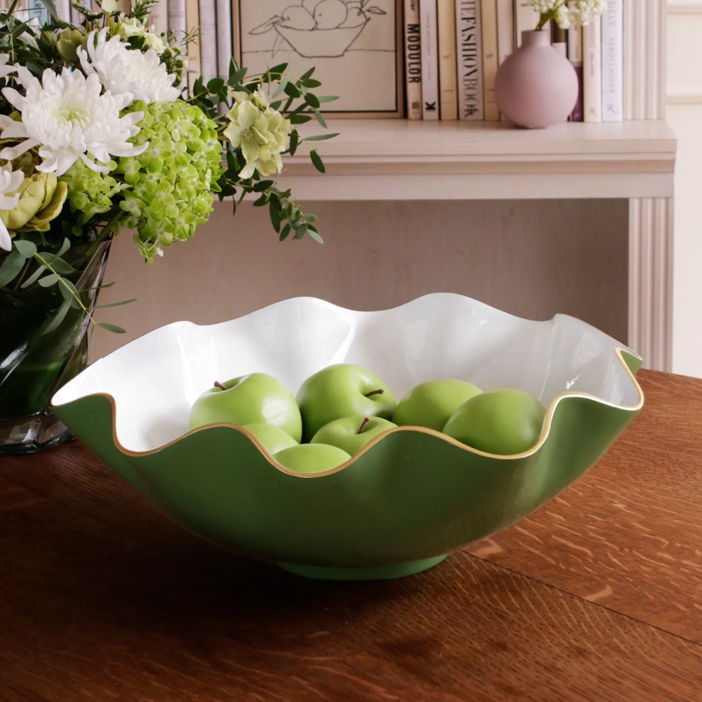 Outlet ENCANTO Carola Extra Large Bowl Leaf Green and White Holiday|Bowls