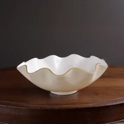 Hot ENCANTO Carola Extra Large Bowl (Cream and White) Bowls|Enameled Color Metal