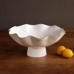 Outlet ENCANTO Carola Large Pedestal (Cream and White) Gifts For The Bride + Groom|Enameled Color Metal