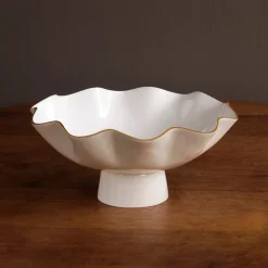 Outlet ENCANTO Carola Large Pedestal (Cream and White) Gifts For The Bride + Groom|Enameled Color Metal