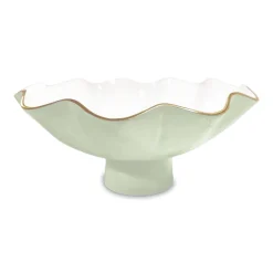 New ENCANTO Carola Large Pedestal (Pistachio and White) Enameled Color Metal