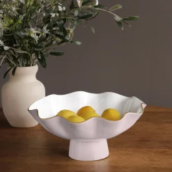 Discount ENCANTO Carola Large Pedestal (Camellia and White) Pedestals|Enameled Color Metal