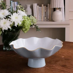 Best ENCANTO Carola Large Pedestal Slate and White Pedestals|Enameled Color Metal