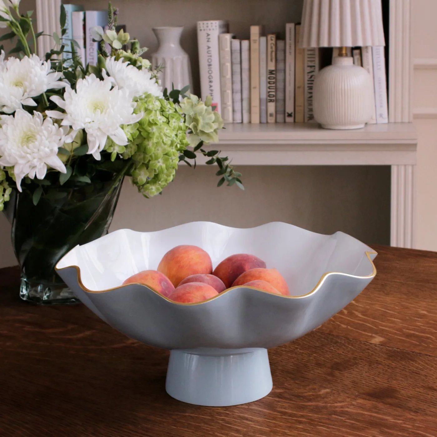 Best ENCANTO Carola Large Pedestal Slate and White Pedestals|Enameled Color Metal