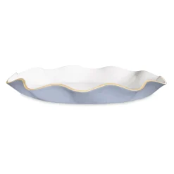 Hot ENCANTO Carola Large Round Platter (Periwinkle and White) Platters|Enameled Color Metal