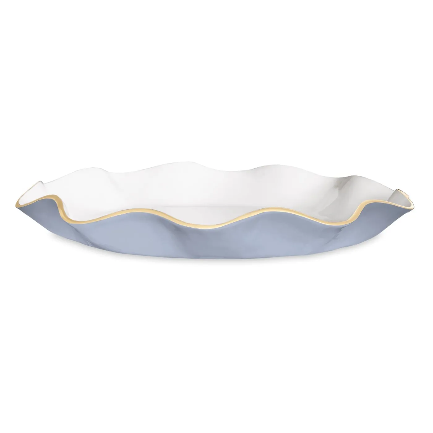 Hot ENCANTO Carola Large Round Platter (Periwinkle and White) Platters|Enameled Color Metal