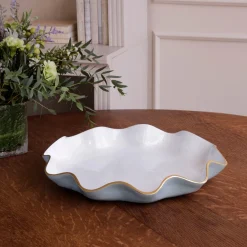 ENCANTO Carola Large Round Platter Slate and White Bowls|Enameled Color Metal