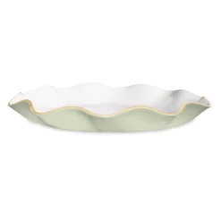 ENCANTO Carola Large Round Platter (Pistachio and White) Platters|Enameled Color Metal