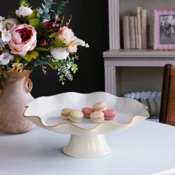ENCANTO Carola Pedestal Cake Plate (Cream and White) Holiday|Cake Plates