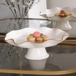 ENCANTO Carola Pedestal Cake Plate (Cream and White) Holiday|Cake Plates