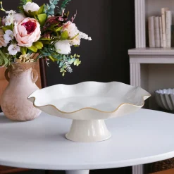 ENCANTO Carola Pedestal Cake Plate (Cream and White) Holiday|Cake Plates