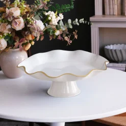 ENCANTO Carola Pedestal Cake Plate (Cream and White) Holiday|Cake Plates