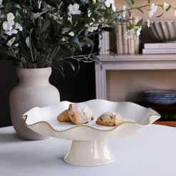 ENCANTO Carola Pedestal Cake Plate (Cream and White) Holiday|Cake Plates