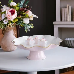 Discount ENCANTO Carola Pedestal Cake Plate (Camellia and White) Cake Plates|Gifts For The Bride + Groom