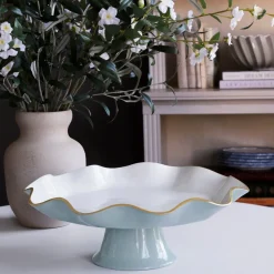 Best ENCANTO Carola Pedestal Cake Plate (Slate and White) Cake Plates|Enameled Color Metal