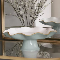 Best ENCANTO Carola Pedestal Cake Plate (Slate and White) Cake Plates|Enameled Color Metal