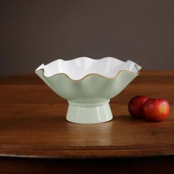 Hot ENCANTO Carola Small Pedestal (Pistachio and White) Enameled Color Metal