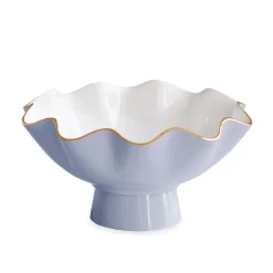 New ENCANTO Carola Small Pedestal (Periwinkle and White) Enameled Color Metal
