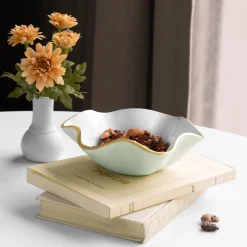New ENCANTO Carola Small Round Bowl (Pistachio and White) Bowls|Gifts Under $99