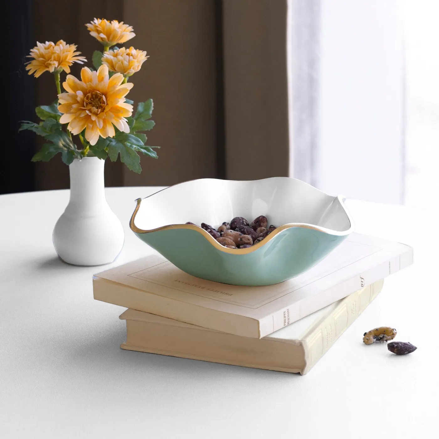 Online ENCANTO Carola Small Round Bowl (Turquoise and White) Bowls|Gifts Under $99